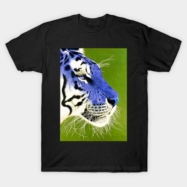 Ultramarine blue and white siberian tiger T-Shirt by LukjanovArt